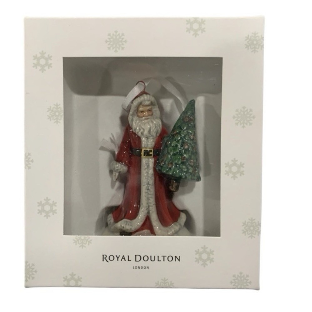 Royal Doulton SANTA and Tree Christmas Ornament Bone China